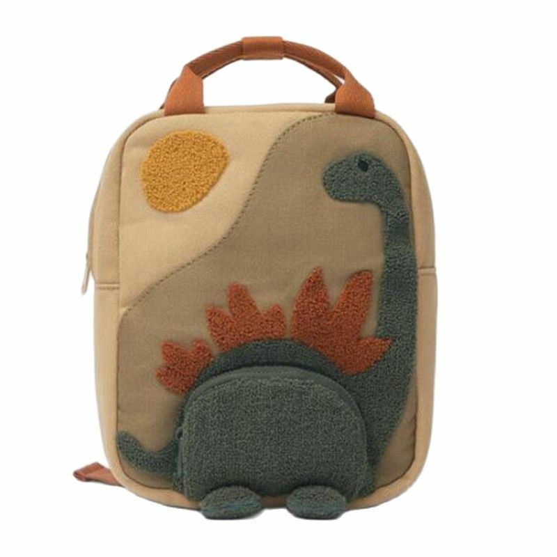 Mochila de lona con bordado de dinosaurio para niños y estudiantes, mochila personalizada de dibujos animados, ir a la escuela, compras, guardería, nuevo
