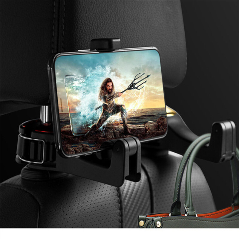 Car Back Seat Hook Multi-Function Hanging Storage Mobile Phone Holder Lazy Bracket Rear Seat Phone Headrest Bracket