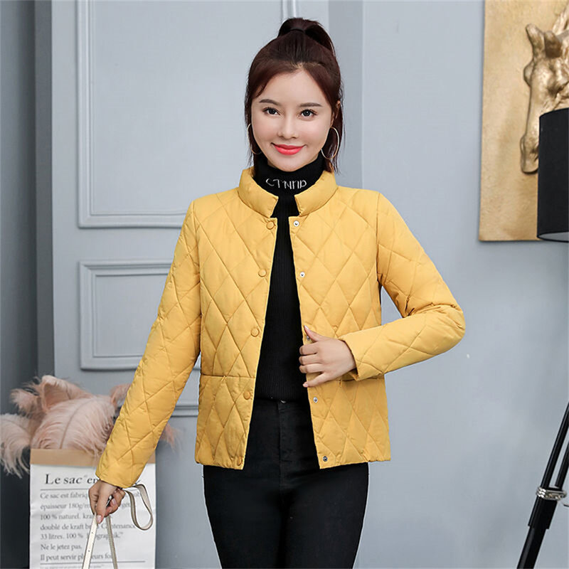 Mantel Empuk Musim Dingin Pendek Wanita 2022 Atasan Ramping Korea Musim Dingin Wanita (18-25 Tahun) Jaket Kardigan Berlapis Kapas Siswa Muda