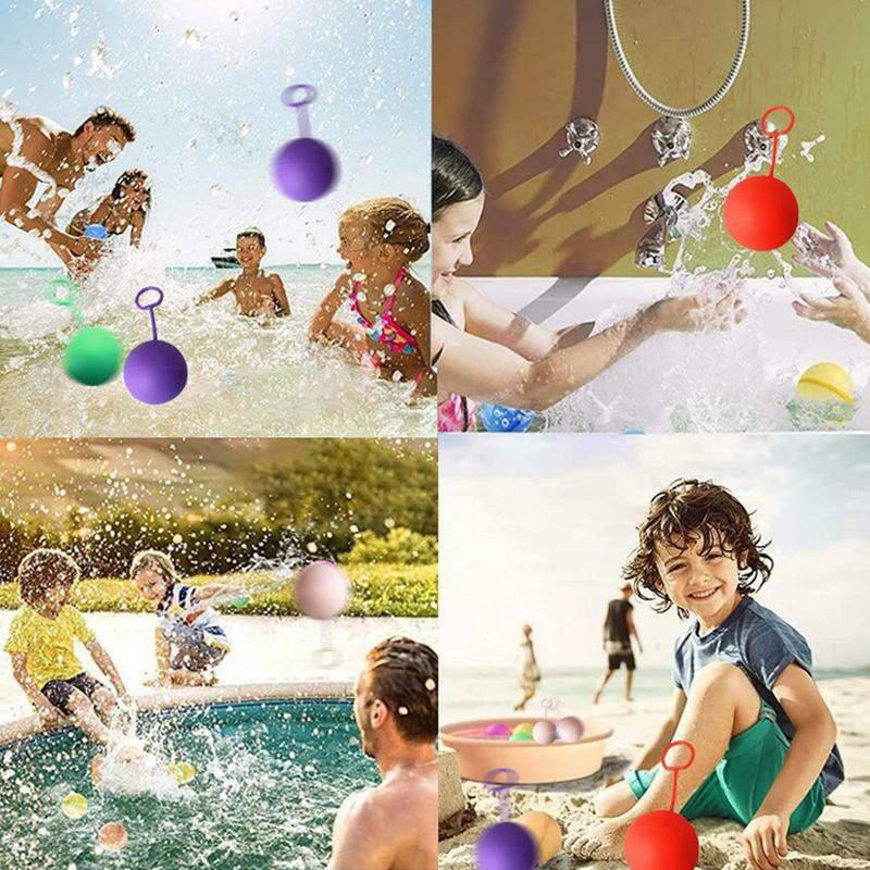 Balon air dapat digunakan kembali 12 buah bola air isi ulang silikon untuk anak-anak mainan air dapat digunakan kembali penyegelan diri aman untuk digunakan bola menyenangkan