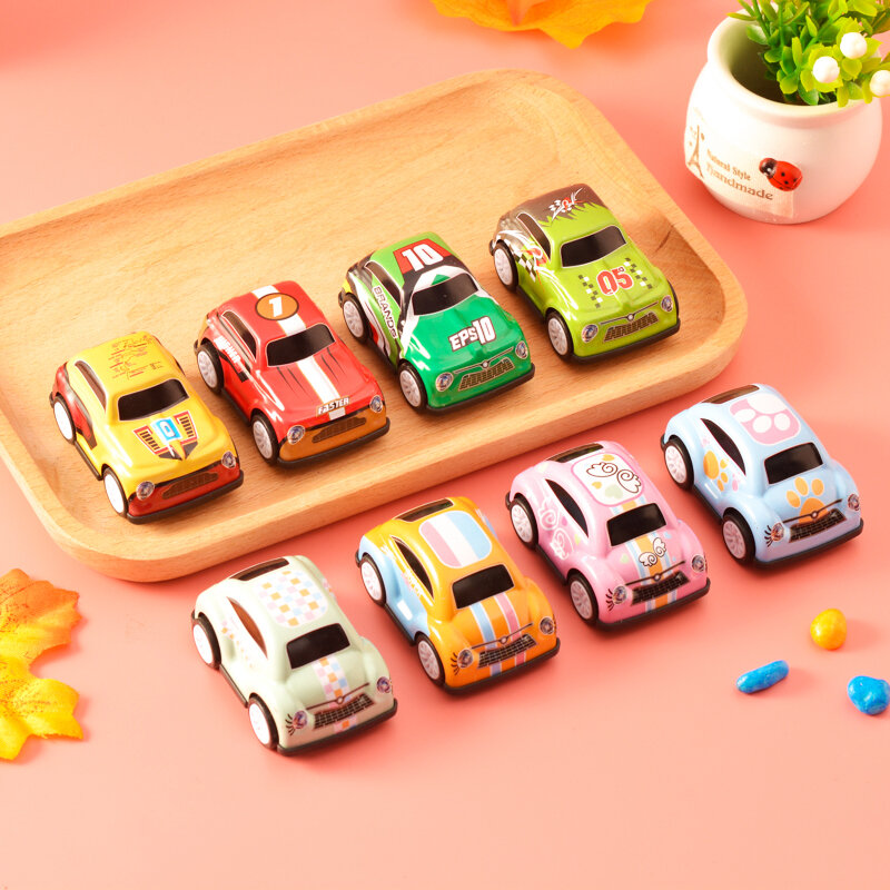 Mini cartoon car, pneumatic return sliding, children's small toy, impact resistant inertia, car iron creative kindergarten