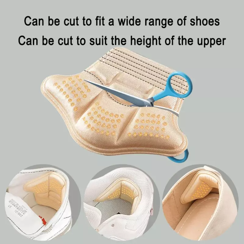 Protetores de calcanhar adesivos, encolhendo tamanho palmilhas, Anti-desgaste pés sapato almofadas, ajustar inserções almofada do salto alto, 4pcs