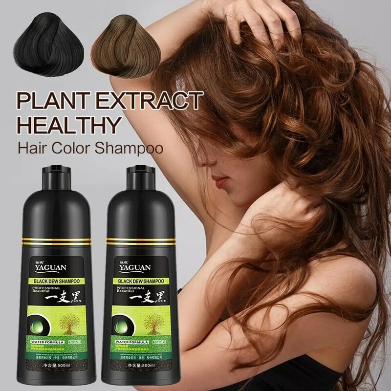 Champô de escurecimento de cabelos brancos, Corante Castanho Natural, Shampoo Rápido, Colorir Cabelo Rápido I3x4, 500ml