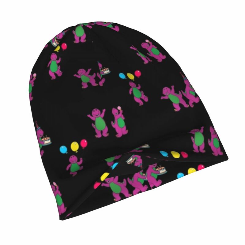 Barney & teman topi kartun anak, topi rajut tudung kepala elastis hangat musim semi musim dingin modis, hadiah anak