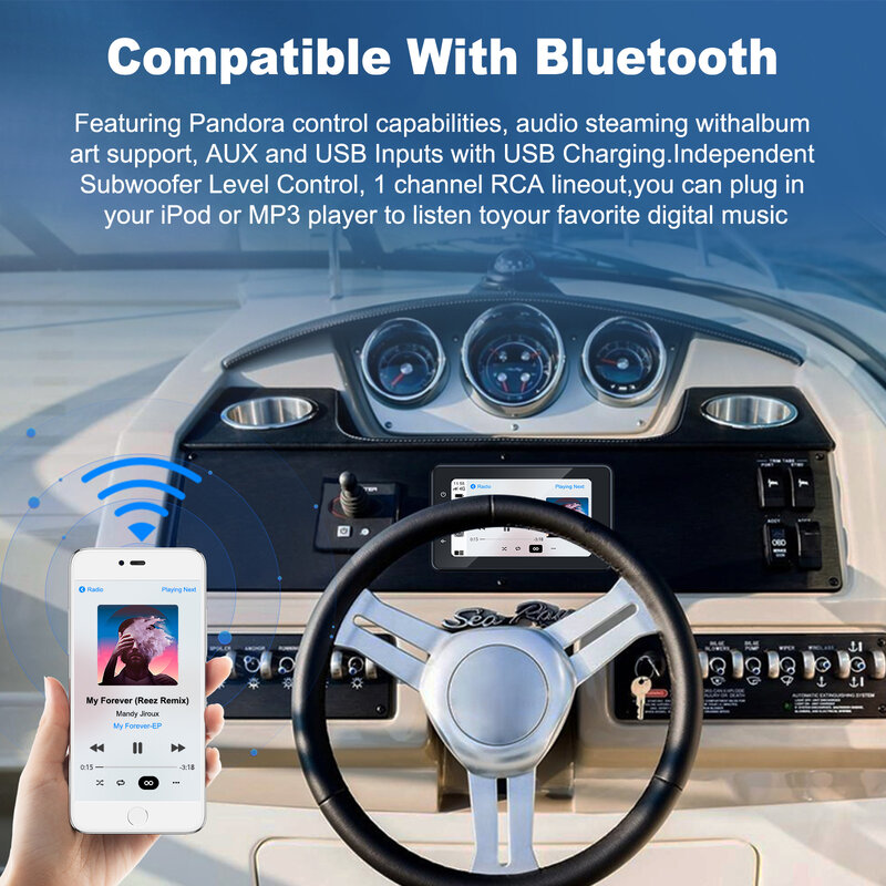 8-calowy 2Din morski odtwarzacz multimedialny multimedialny odtwarzacz MP3 bezprzewodowy CarPlay z systemem Android wodoodporny wózek golfowy morski ATV