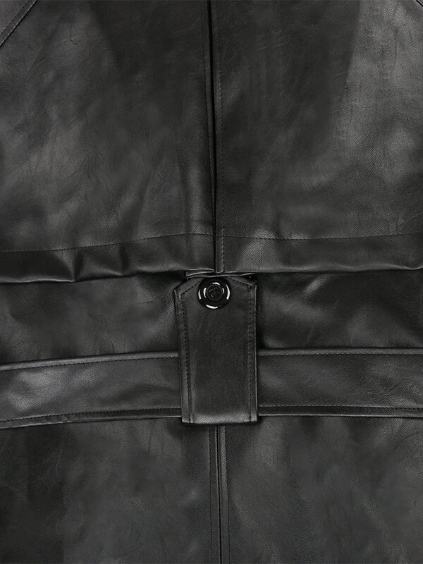 Nerazzurri – Trench-Coat en cuir Pu noir pour femme, Long, surdimensionné, ceinture Double boutonnage, ample, décontracté, mode coréenne, printemps automne