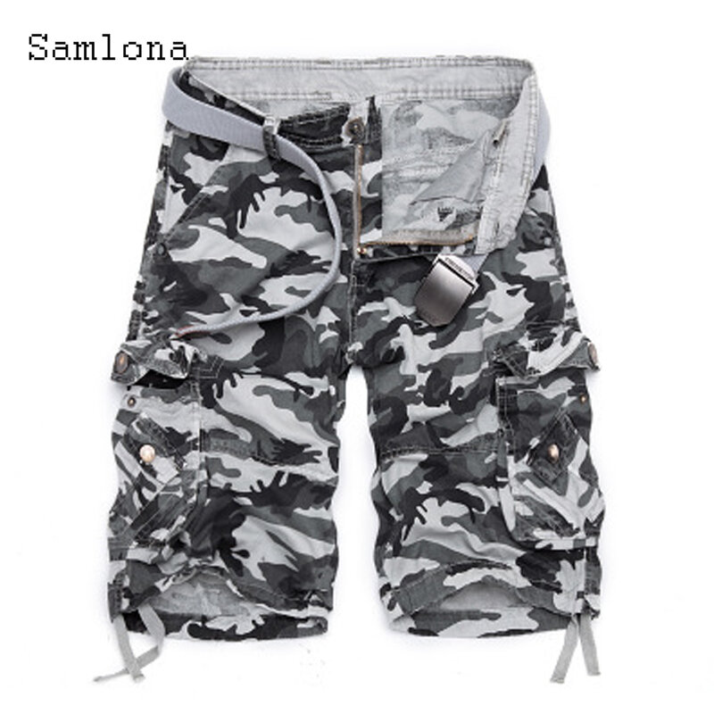 Plus Size Mens Cargo Shorts 2024 Summer Half Pants European Fashion Zipper Pocket Shorts Men Outdoor Vintage Camouflage Shorts