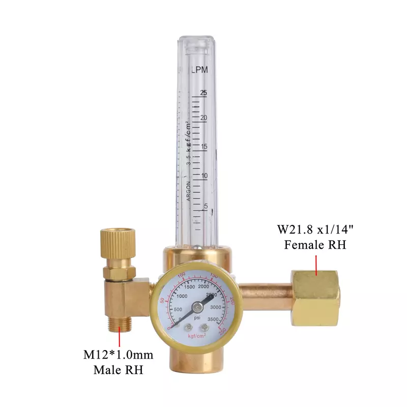 All Brass  Argon/CO2 Mig Tig Flow Meter Gas Regulator Gauge Welding Weld 0-60CFH W21.8 x1/14" Female RH Inlet
