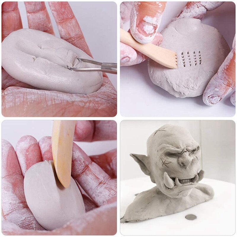 Pottery Clay Sculpting Tools, 22Pcs Wooden Handle Pottery Carving Tools & Metal Scraper & Plastic Clay Shaping Tools