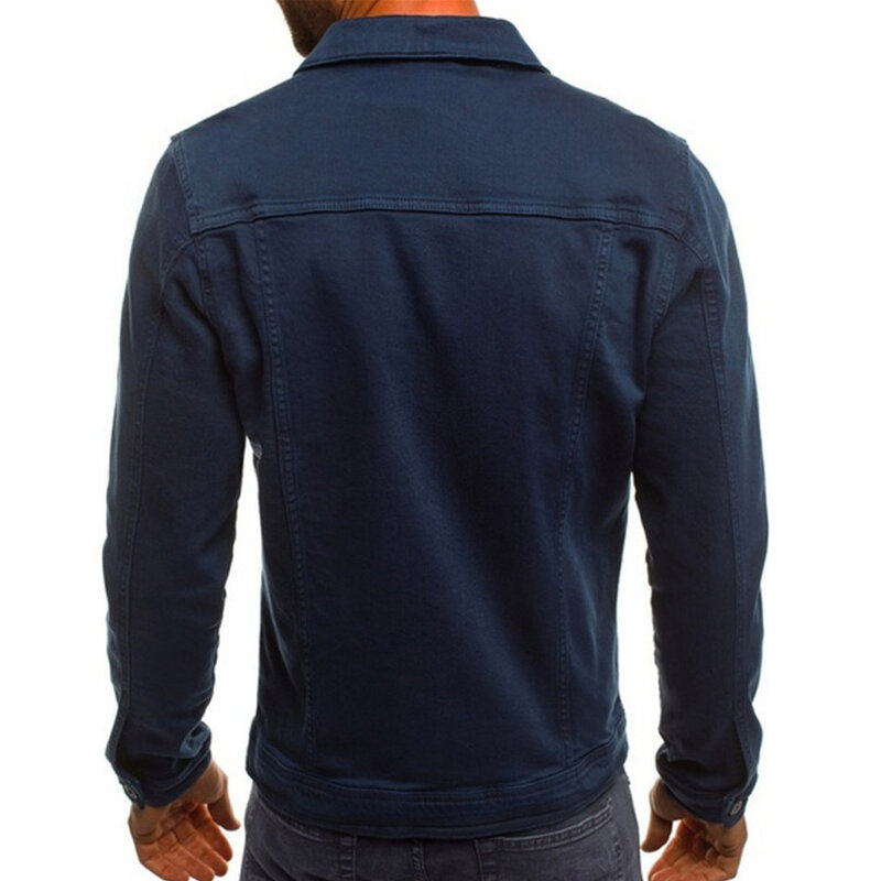Lekkie i oddychające męskie kurtki jeansowe na jesień moda łatwa do czyszczenia poliester wygodne