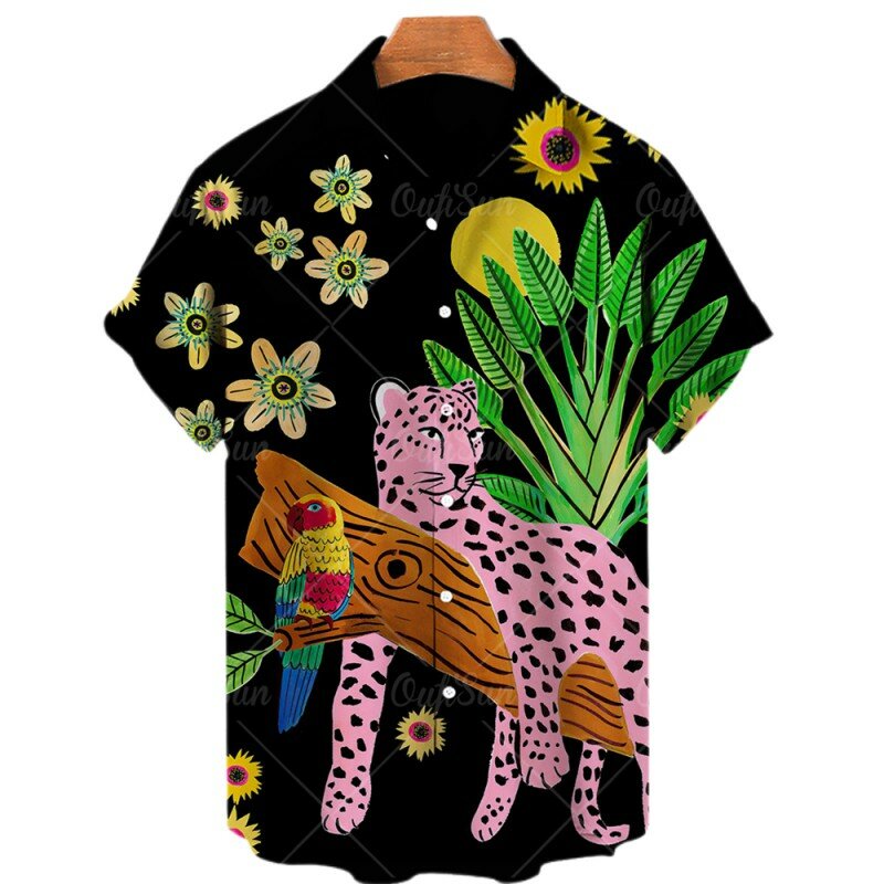 Camisas con estampado 3d de dinosaurio para hombre y mujer, camisas hawaianas para hombre y mujer, blusas con solapa escalofriante, Camisa de Cuba, ropa de pájaro