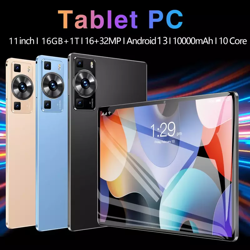 Tablet P60 Pro, Android 13 16GB + 1TB 11 inci Snapdrago 2024 5G Dual SIM Card WIFI HD 4K Mi Tablet 888 versi Global baru asli