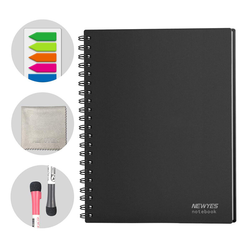 NEWYES-Apagável Whiteboard Reunião Notebook, Dry Apagar Quadro Branco para Negócios Escritório e Casa, Tamanho A4