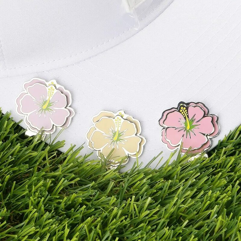 Magnético Golf Hat Clip para Mulheres, Magnético Hat Clip, Pink Ball Marker, Yellow, Cherry Flower