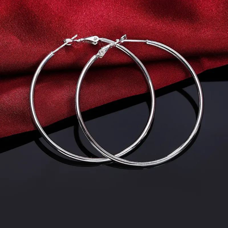 Diameter 5-8Cm Groothandel 925 Sterling Zilveren Oorbellen Voor Vrouwen Dame Meisje Hoge Kwaliteit Mode Klassieke Sieraden
