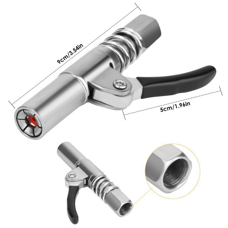 Upgraded Grease Coupler Heavy-Duty Quick Release Grease Gun Coupler NPTI/8 10000PSI Two Press Easy to Push Accessories