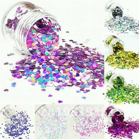 Ultrathin Heart Glitter Sequins para Nails Arts, confetes para artesanato, PET Paillettes, manicure, casamento, decoração de Natal, 3mm, 10g