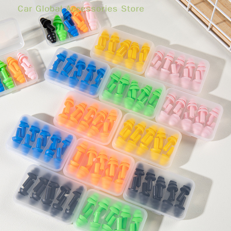 Swimming Waterproof Insulation Comfort Ear Plugs Noise Cancelling For Sleep 5 Pairs Colorful Soft Silicone Earplugs
