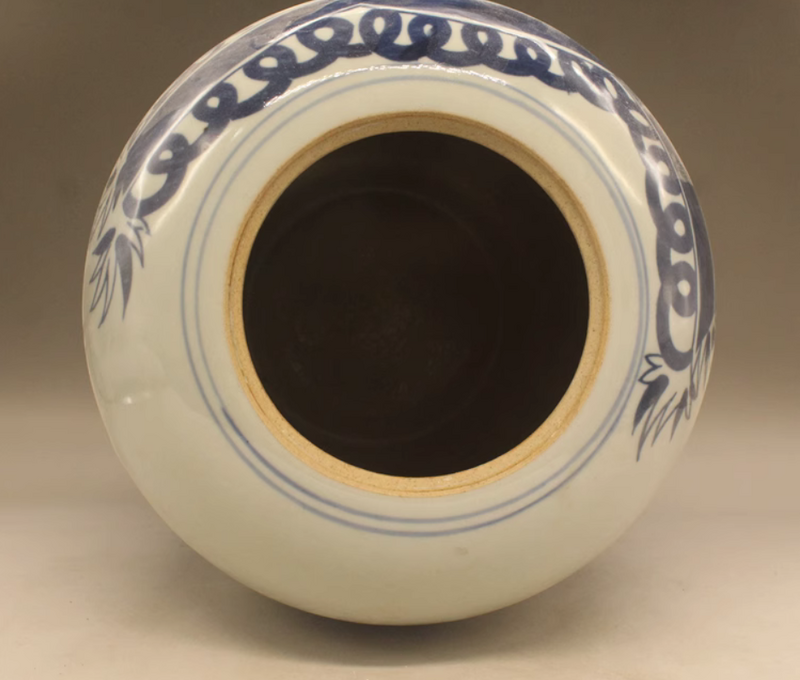 Tarro de calabaza de cera de personajes azules y blancos, colección de decoración de porcelana antigua, 38CM de altura