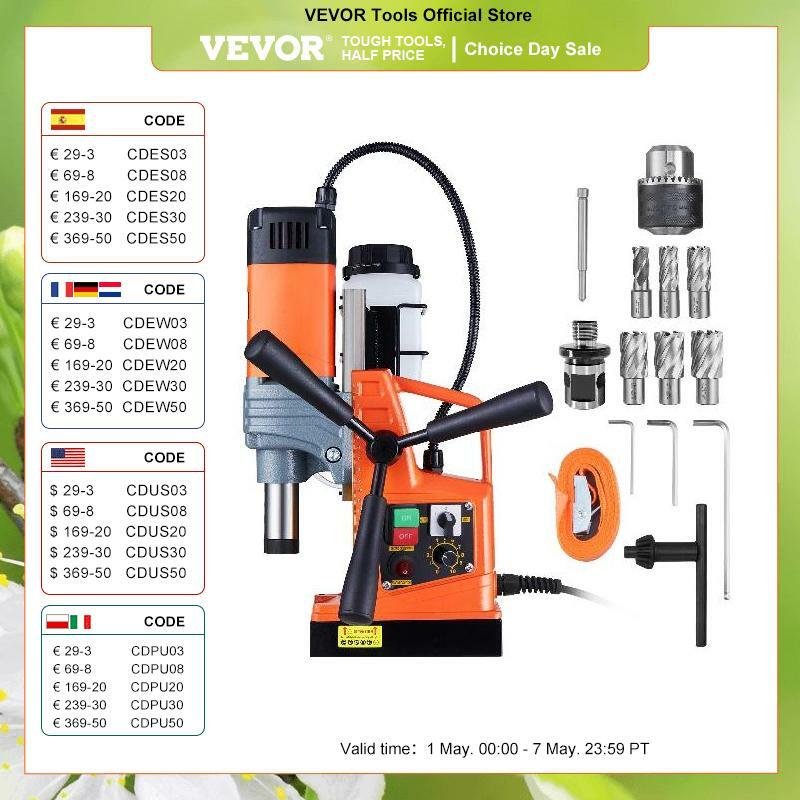 VEVOR 1300W 1400W 2" Electric Drilling Machine Magnetic Drill Press Boring Diameter Power Drill 810 PRM 1-second Release Drill