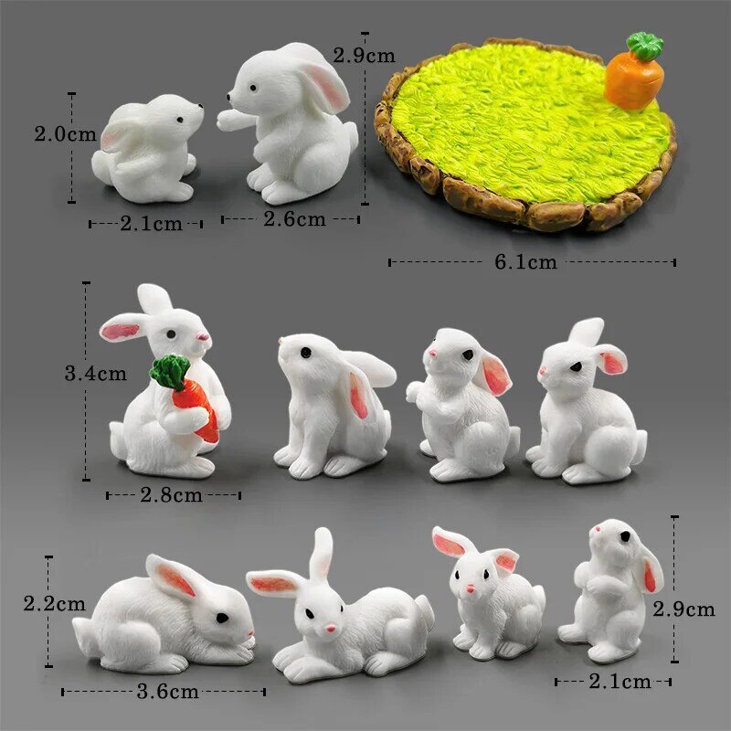 Estatuilla de zanahoria de conejo blanco de Pascua de Navidad, decoración de habitación Kawaii para el hogar, accesorios de decoración de jardín de hadas en miniatura, accesorios modernos
