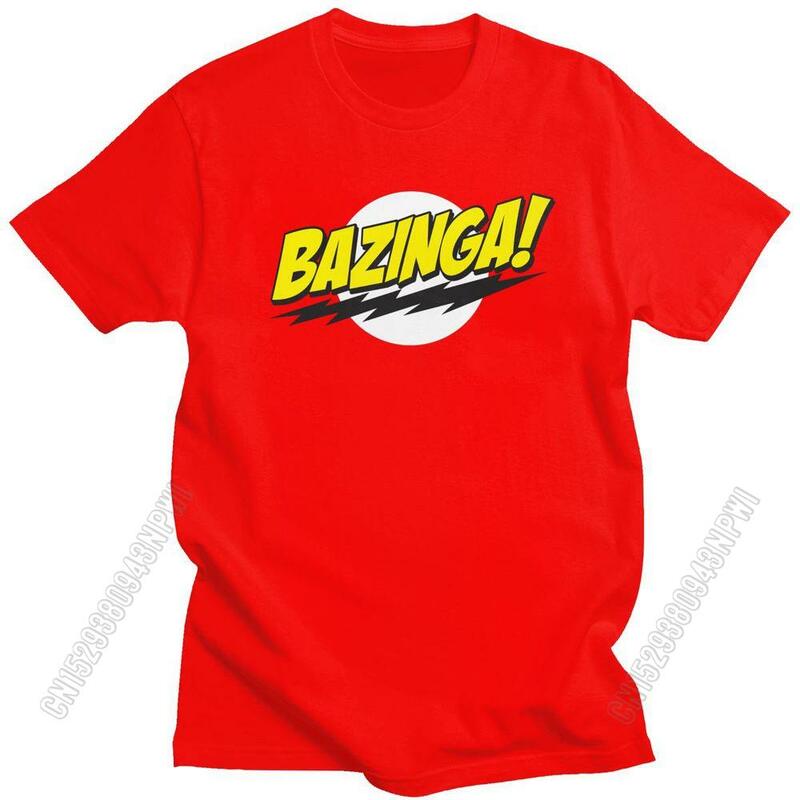 Bazinga-男性用の大きなTシャツ,綿100%,ギフトとして最適