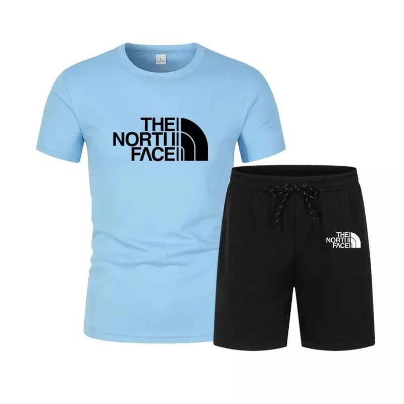 Camiseta y pantalones cortos para hombre, traje deportivo con estampado, camiseta de manga corta, traje para correr, moda de verano, 2024