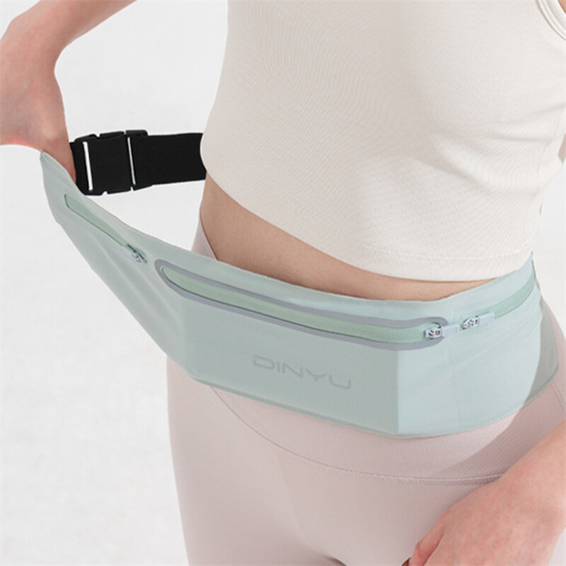 Dompet pinggang olahraga Pria Wanita, ikat pinggang dapat disesuaikan kantong lari tempat ponsel portabel tas Gym tidak terlihat tahan air