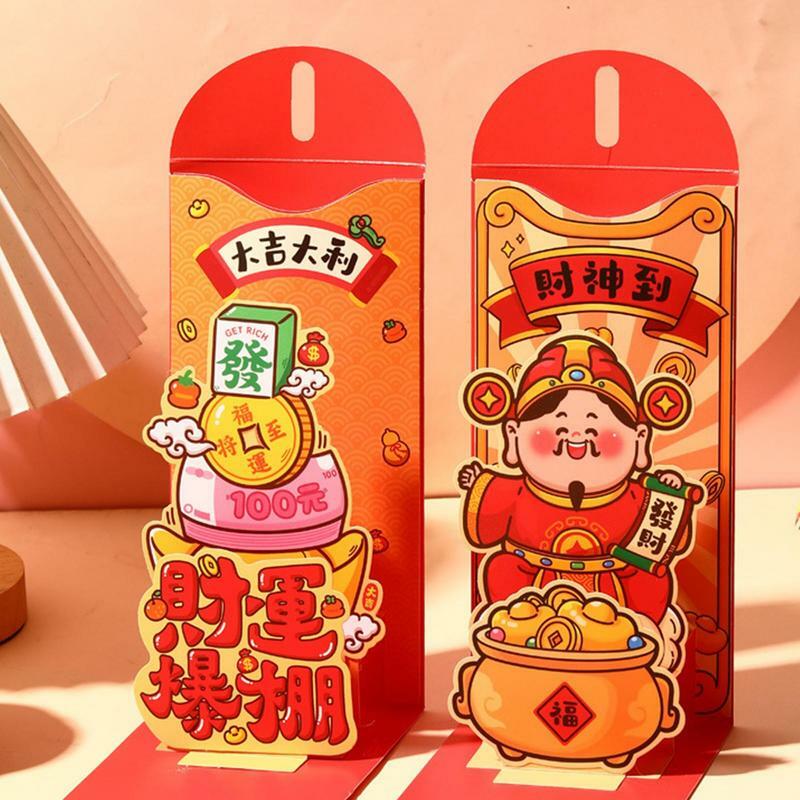 Sobres Rojos de Año Nuevo 3D para niños, paquete de dinero de la suerte del Año Chino 2024, Festival de Primavera, sobre de dinero 3D
