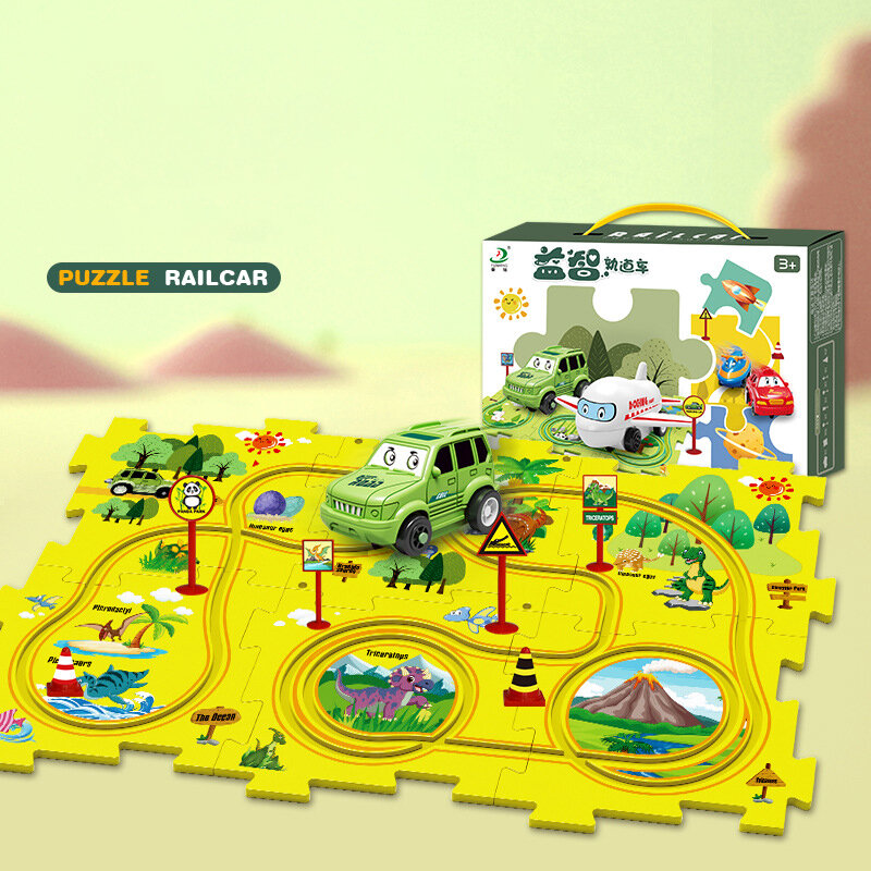 Modello di auto su rotaia da corsa giocattoli educativi bambini Track Adventure Game cervello meccanico interattivo treno animali Space Rocket Toy