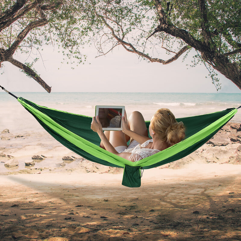 Parachute nylon camping hammock 210t, durável e portátil rede para viagens e férias