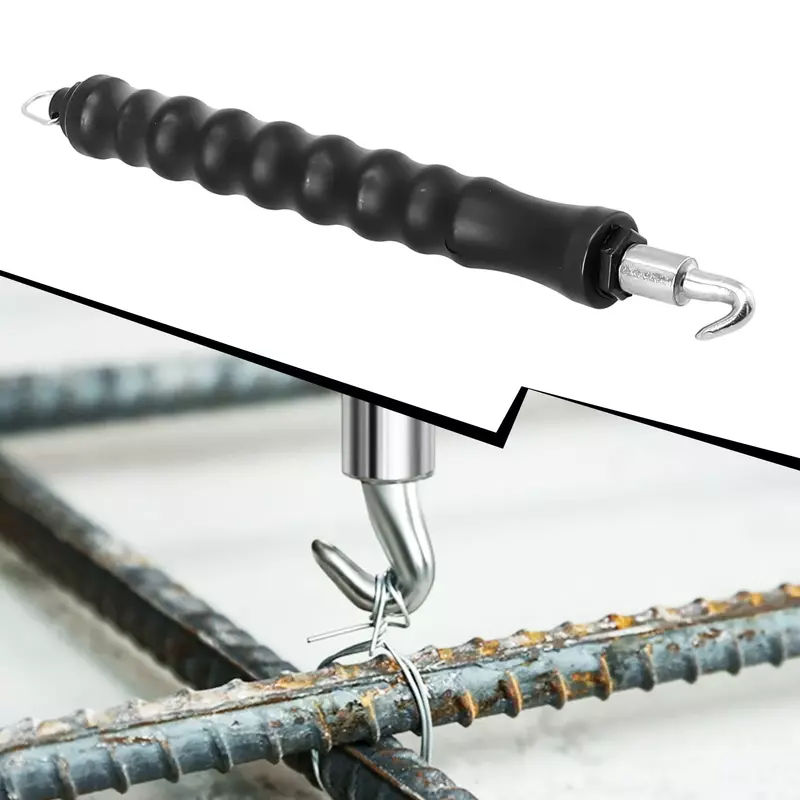 Трость для арматуры, 12-дюймовая полуавтоматическая сталь, углеродистая сталь с резиновой ручкой для обвязки стали, искусственный крючок, ручной инструмент