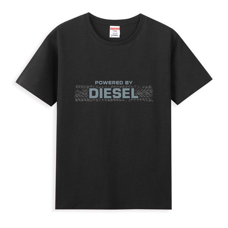 Casual Powered By Diesel Graphic T-shirt para homens, tops esportivos de grandes dimensões, streetwear respirável e confortável, S-3XL, Cool Tee, 2024