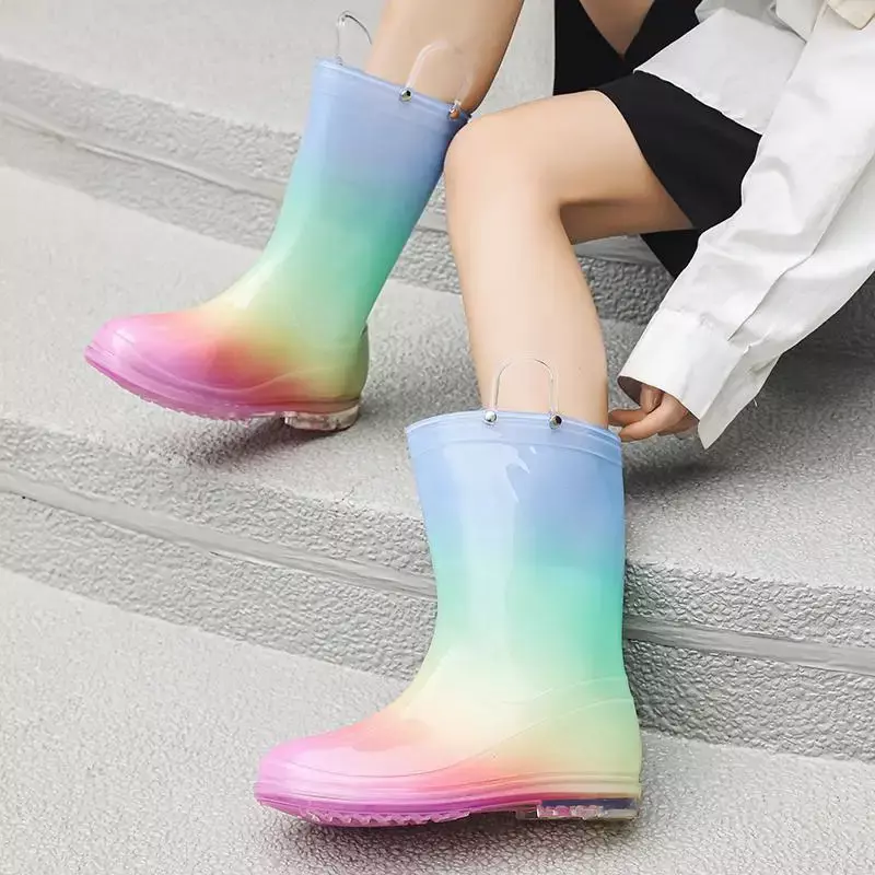 New Fashion Rain Boots Women's Waterproof Non-Slip Mid-Calf Rubber Boots Frosted Rubber Shoes Men's and Women's Rain Boots