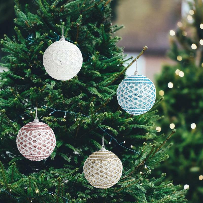 Glitter Balls Christmas Ornament Xmas Tree Decorations Hanging Pendants Glitter Big Christmas Balls Home Party Decoration