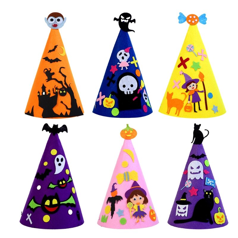 Sombrero bruja para manualidades creativas, juegos comunitarios populares para niños pequeños y niñas con material no tejido