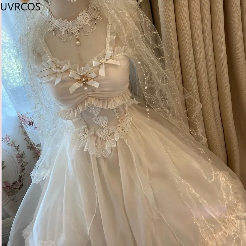 Sweet Lolita Princess Party Robes de mariée pour femmes, Vintage victorien, Jsk, gothique, fleur, élégant, traînant, Japon