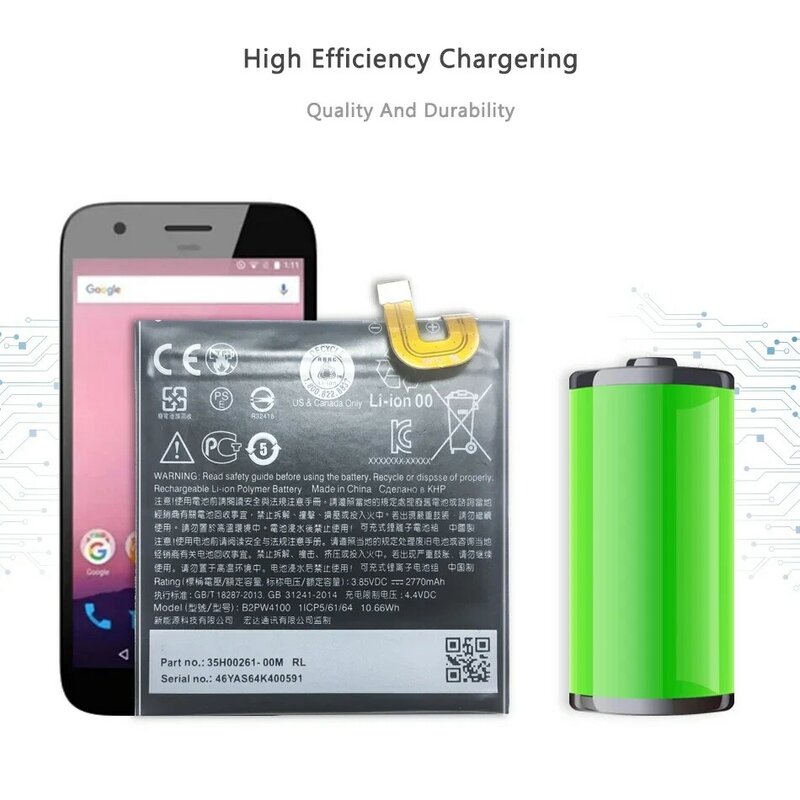 Bateria de Substituição do Telefone Móvel B2PW4100, 2770mAh, apto para HTC Google Pixel 1, Pixel1, 5 ", Nexus S1 Baterias e Ferramentas