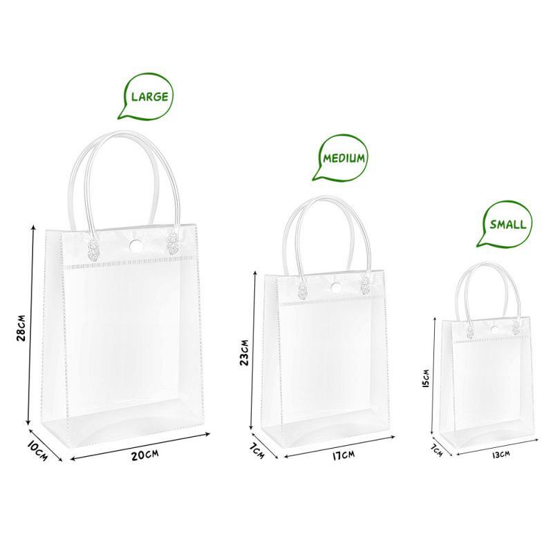 1 ~ 10 pezzi borsa in PVC trasparente sacchetti di imballaggio regalo di natale con manici Shopping Travel Clear Tote Jelly Bag Shoulder Makeup