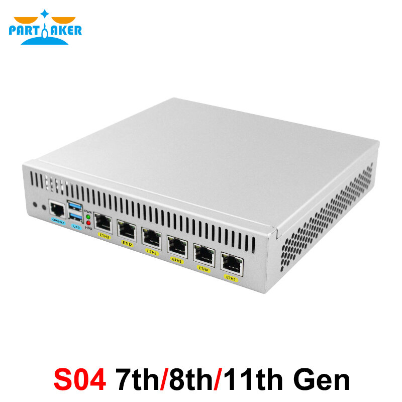 Partaker 2.5G pfSense Firewall Intel Core i7 1165G7  6*Intel i225 Nics Soft Router DDR4 Fanless Mini PC OPNsense VPN Server