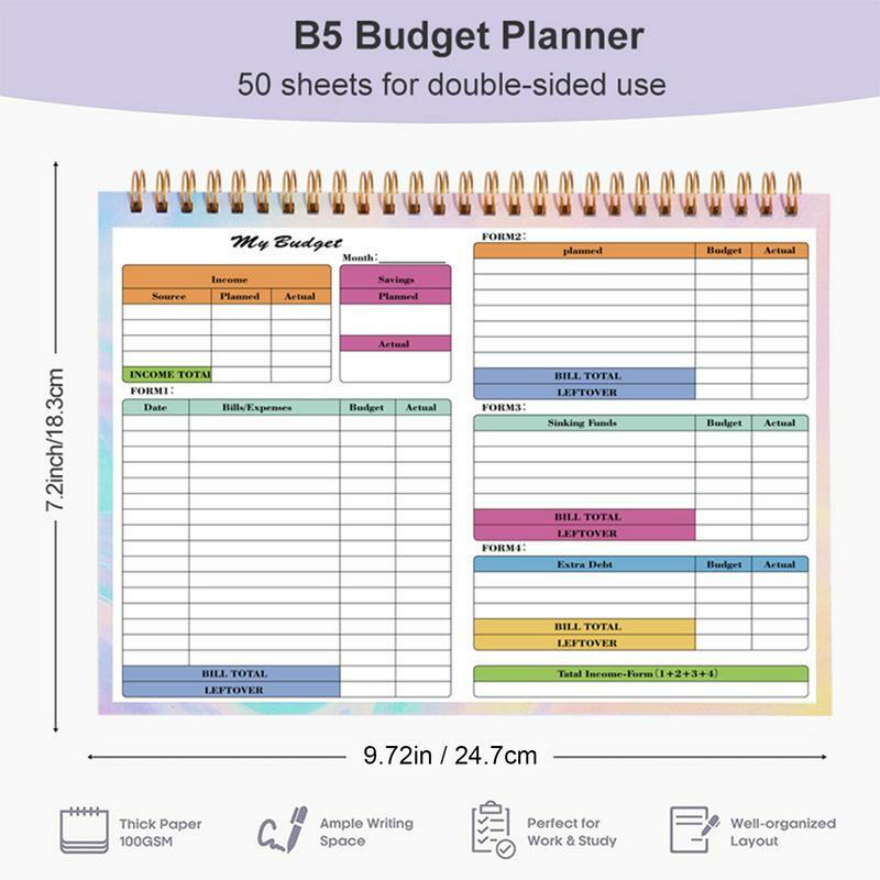 Libro de presupuesto semanal, rastreador de gastos de cuaderno, organizador de facturas de cuaderno con cubierta impermeable