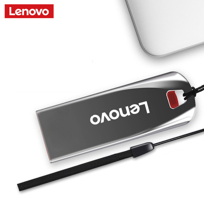 Lenovo-Mini clé USB en métal de capacité réelle, clé USB, clé USB noire, disque U de stockage en argent, cadeau d'affaires créatif, 2 To