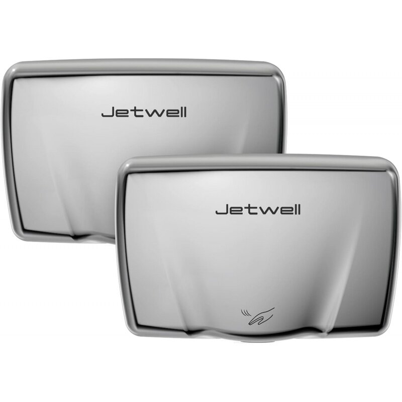 Jetwell 2Pack Compacte Handdroger Voor Badkamers Commerciële Hoge Snelheid Roestvrijstalen Handdrogers Met Verwarmingsschakelaar
