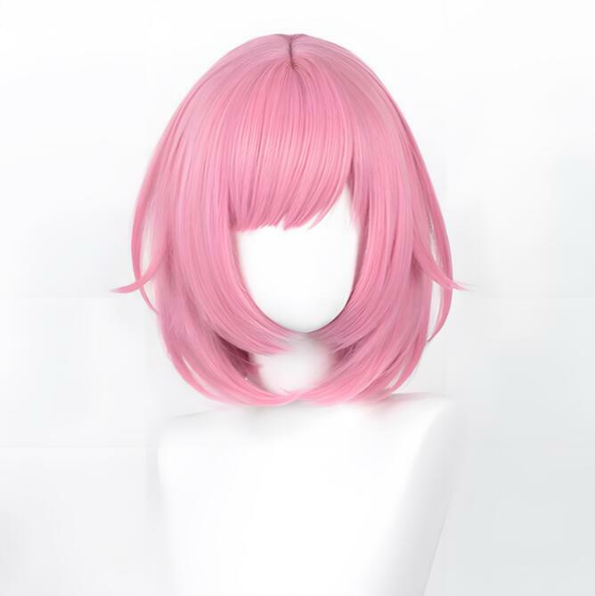 Cosplay Anime Short 30cm Dark Pink Wig Heat Resistant Hair Halloween Party Role Play Wigs Dakimakura Pillow Case Pillow Cover