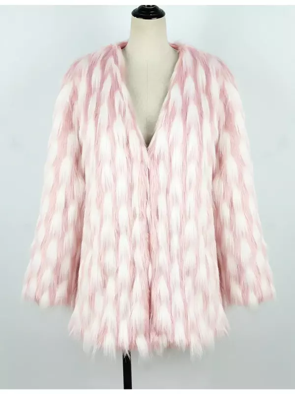 Mantel pendek bulu rubah imitasi hangat wanita Jaket tahan lama santai musim dingin jaket jaket Windbreaker wanita bulu halus tebal pakaian luar Bontjas mewah 2023