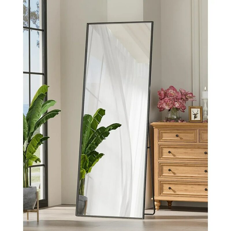 Espejo de longitud completa para sala de estar, espejo de piso de vidrio Nano, espejos rectangulares de pie, tocador corporal montado en la pared
