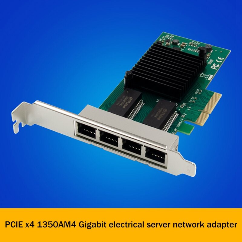 PCIE X4 بطاقة شبكة خادم جيجابت ، استبدال ، 4 منفذ كهربائي ، RJ45 ، الرؤية الصناعية ، 1350AM4