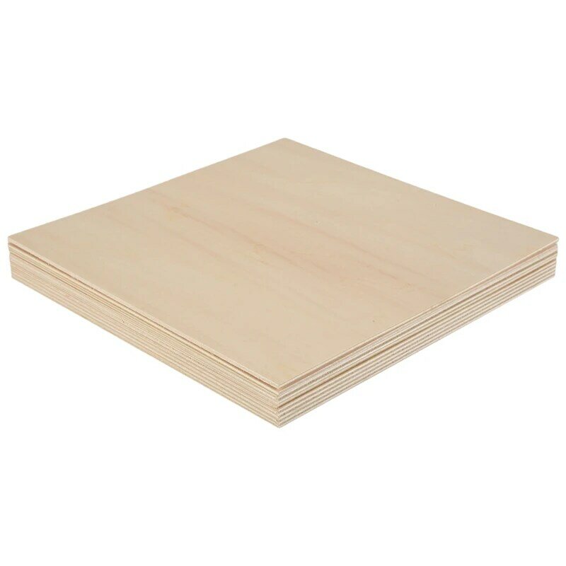 10 pezzi 20 x20x0.2cm fogli di tiglio tavola di legno non finita, rettangolo vuoto in legno, ritagli di legno per l'artigianato