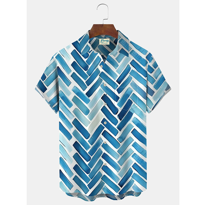 Hawaii Hemden Blätter 3D-Druck Herren Kurzarm Camisa Holiday Party Tops übergroße Hemd für Männer Harajuku Bluse Revers Kleidung
