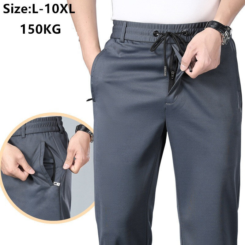 9XL pantaloni estivi da uomo larghi dritti Plus Size 8XL 7XL 6XL larghi 150KG elasticizzati da ufficio blu pantaloni da lavoro maschili elastici